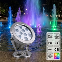 Lumière LED sous-marine pour piscine et fontaine, montage en surface, 18W, options multicolores, indice d'étanchéité IP68, haut rendement lumineux