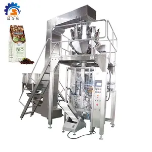 Multi-function high automatic green coffee bean quad side sealing gusset pouch packing machine with coffee valves