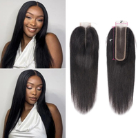 Extensions de cheveux humains avec fermeture, trame de cheveux raides, dentelle HD 2x6, style polyvalent et pointes de cheveux saines