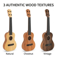 Wholesale Musical Instrument Kids Toy 4 String Round Hole Wood Grain Acoustic Ukulele for Beginners