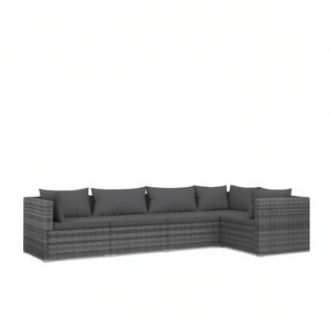 Set Lounge da Giardino in Rattan Grigio 6 Posti Arredamento da Esterno Design Contemporaneo - Product Image 1