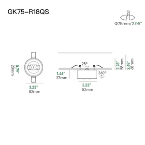 Faretto da Incasso a Soffitto XRZLux 8W Regolabile in Alluminio Anti-Riflesso per Hotel, Orientabile a 25°, Doppia Testa <span class=keywords><strong>LED</strong></span> <span class=keywords><strong>Downlight</strong></span> ETL SAA - Product Image 6