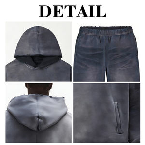 ชุดเซ็ตเสื้อฮู้ดดี้และกางเกงขายาวผ้าเฟรนช์เทอร์รี่ทรงหลวมระบายอากาศได้ดี ยี่ห้อ KINGSEN OEM รุ่น Monkey Acid Wash สำหรับผู้ชาย พร้อมปักโลโก้ตามสั่ง สไตล์สตรีทแวร์ เหมาะสำหรับฤดูหนาว - Product Image 6