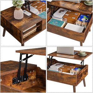 طاولة قهوة أعلى رفع مع مقصورة مخفية ترتفع بطاولة مركزية - Product Image 2