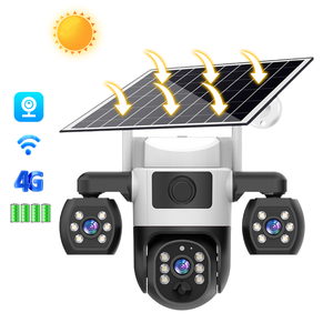 Caméra solaire extérieure V380 Pro Wifi/4G, 3 objectifs, 3 écrans, détection de mouvement COMS, alarme, batterie basse consommation, caméra CCTV étanche - Product Image 1