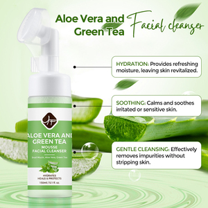 Factory Supplier Natural Aloe Vera <strong>and</strong> <strong>Green</strong> Tea Forming Cleanser for Brightening Anti Aging Face <strong>Cleaning</strong> - Product Image 6
