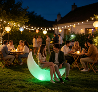 Lampe lunaire LED multicolore à télécommande, étanche IP65, à intensité variable, pour Noël, les fêtes, l'extérieur, solaire, en forme de croissant, pour jardin, parc