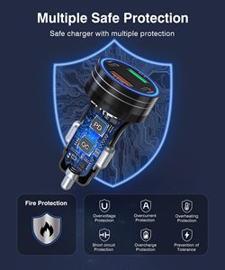 อะแดปเตอร์ชาร์จในรถยนต์ HYTO 4-in-1 63W PD+QC3.0 ชาร์จเร็ว พร้อมสาย USB-C ยาว 1 เมตร สำหรับอุปกรณ์ <span class=keywords><strong>iPhone</strong></span> และ Android - Product Image 5