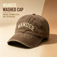 Gorra de Béisbol Unisex con Bordado de Letras, de Algodón Lavado, Color Marrón Vintage, con Visera Curva, Estilo Dad Hat, Suave y Transpirable para Exteriores