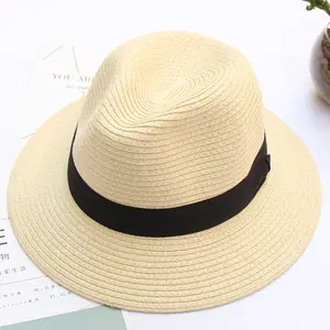 High quality hot sale custom unisex wide prim beach sun visor straw panama hat