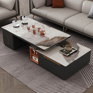 <span class=keywords><strong>Mesa</strong></span> de té de apartamento de tamaño pequeño con juego de té, combinación de gabinete de TV telescópico <span class=keywords><strong>para</strong></span> sala de estar en casa - Product Image 1