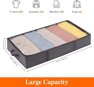 Foldable Storage Box with Large Window Sturdy Handles Organizer <b>Bag</b> for Closet Blankets Quilt Under <b>Bed</b> Storage - Product Image 4