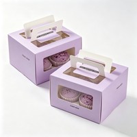 Boîte à gâteau personnalisée avec poignée, emballage en carton pour pâtisserie, desserts, vente en gros avec fenêtre en PVC, votre propre logo