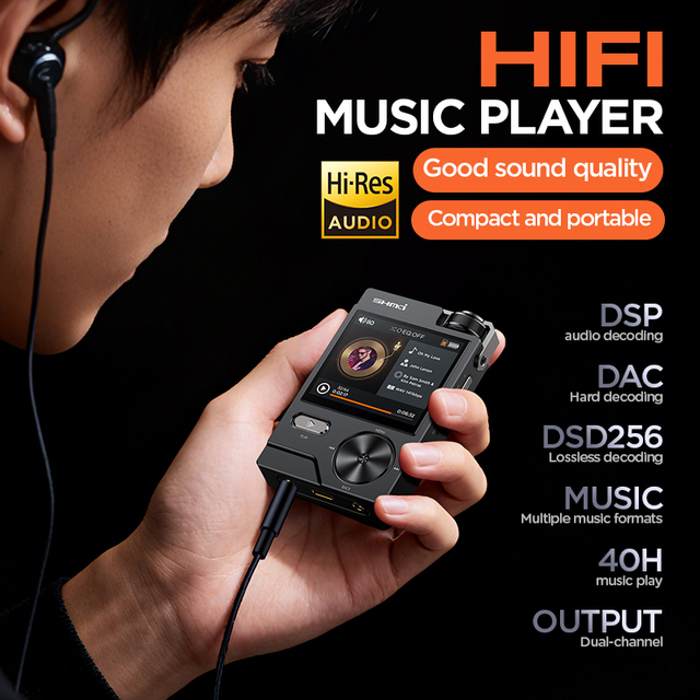 HiFi Music MP3 Player Hi-Res DSD256 Lossless for 5.3 64GB 40 Hours Sport Portable Mini Walkman with EQ Equalizer