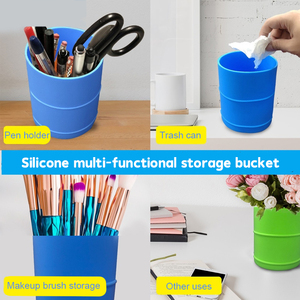 La Mini spazzatura in Silicone morbido non può rompere la pattumiera Desktop per il piano di lavoro del bagno, scrivania da ufficio piccola pattumiera - Product Image 3