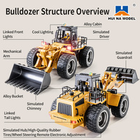 Camión de Construcción de Hormigón Reforzado a Escala 1/18 con Control Remoto de 9 Canales, Bulldozer, Cargador, Vehículo de Construcción HuiNa 1532, Juguete para Niños