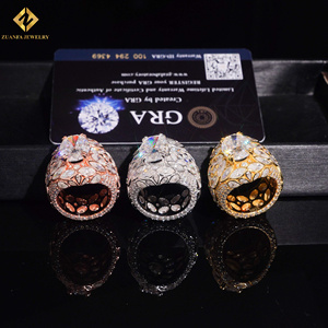 New Design Fashion GRA S925 Oval+Marquise Shape Moissanite 18K Gold Plated Pave Setting Luxury Unisex Hip Hop Jewelry <b>Man</b> <b>Ring</b> - Product Image 4