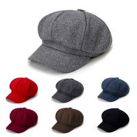 Vente en gros de béret rétro en polyester vintage d'automne, chapeaux de fête, style anglais plat en extérieur, casquettes de peintre en melon roulées en citrouille