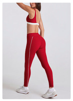 Ensemble deux pièces contrasté blanc rayé, anti-transpiration, en Spandex/Nylon, col en V, short de course, fitness, sport, yoga