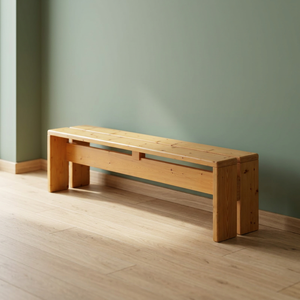 Banc de jardin rectangulaire en teck massif avec pieds en forme de boîte - Product Image 3