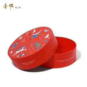 定制大型豪华红色礼品包装筒管圆形帽子形状纸箱用于婚礼