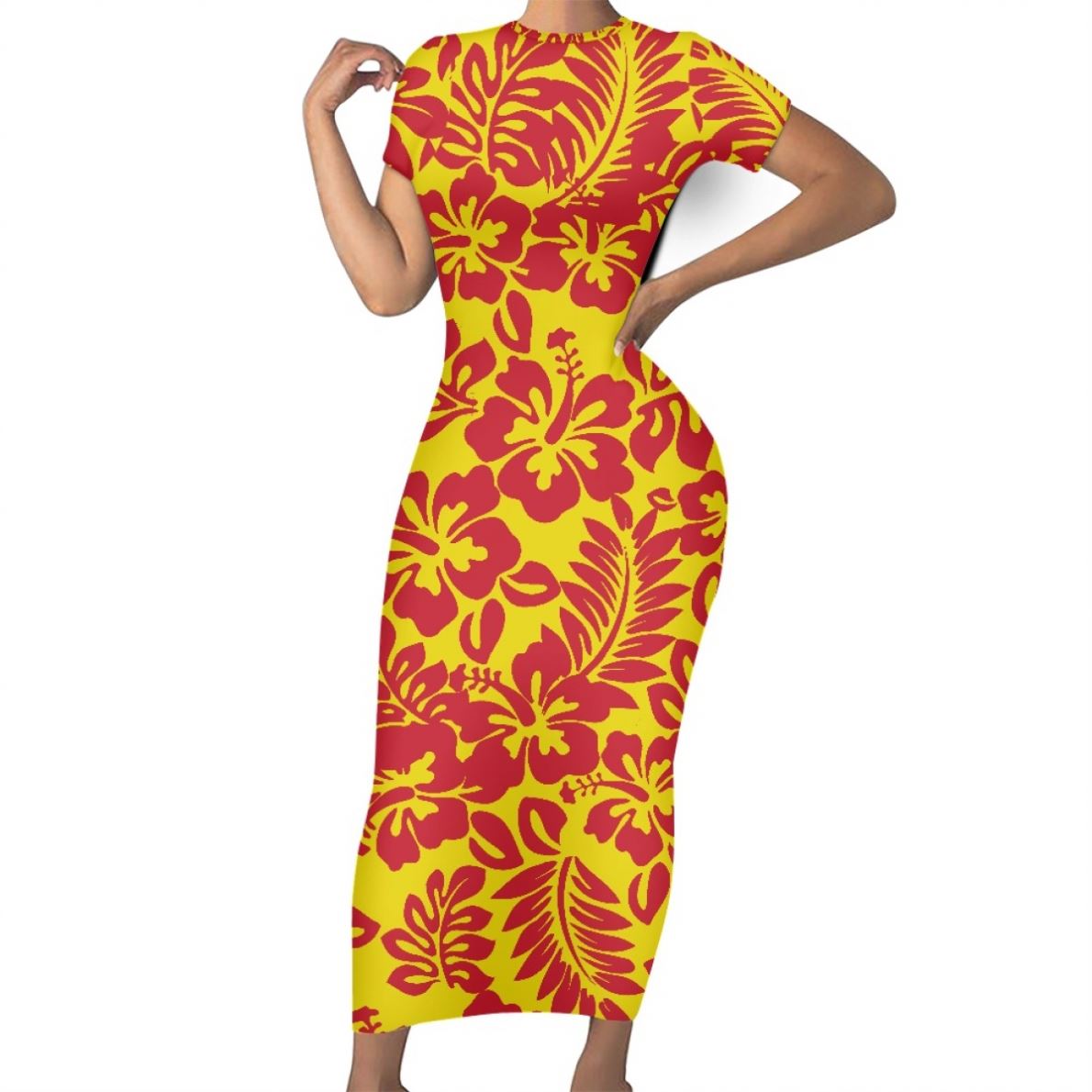 short sleeve bodycon maxi dress Black Bodycon Dress Short Sleeve Maxi main image 1