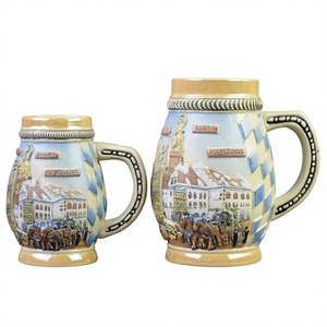 Chope à bière en porcelaine de style allemand classique avec poignée, motif en relief des monuments de Munich, design par sublimation, écologique, réutilisable, thème Bavière - Product Image 5