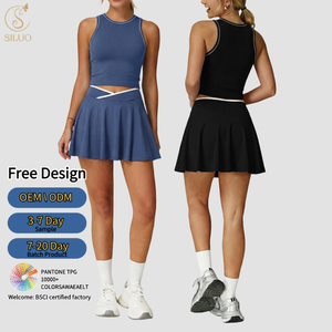 Ensemble de vêtements de sport d'extérieur personnalisé avec logo, tenue de badminton, <span class=keywords><strong>robe</strong></span> de golf et de tennis, ensemble deux pièces respirant et extensible, jupe de tennis pour femmes - Product Image 3