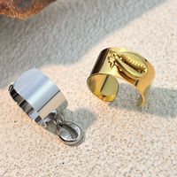 Bague Y & S Fashion Jewelry, plaquée or 18 carats, en acier inoxydable, avec pendentif en forme de coquille de dent, bague décorative