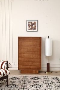 Armoire de rangement latérale en bois massif de style Mid-Century Modern vert avec un design étoilé unique pour l'ameublement de la maison - Product Image 3