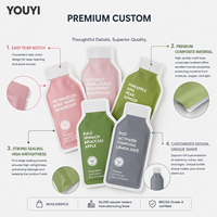 Sachet d'emballage plastique personnalisé anti-odeur à trois soudures latérales, thermosoudé et façonné, avec encoche de déchirement facile pour liquides, boissons et cosmétiques