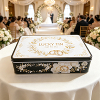Boîte en fer blanc rectangulaire personnalisée LUCKY TIN, recyclable, de qualité alimentaire, pour chocolat, bonbons, biscuits, gâteaux, cadeaux