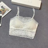 Top de tirantes de látex 521 con encaje y malla, estilo celebridad de internet, top de tubo de una línea para mujer