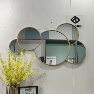 Specchio Decorativo da Parete <span class=keywords><strong>in</strong></span> Vetro Dorato di Lusso Stile Retrò 109x61cm, Decorazione per <span class=keywords><strong>Casa</strong></span> e Ufficio, <span class=keywords><strong>Vendita</strong></span> Diretta dalla Fabbrica - Product Image 5