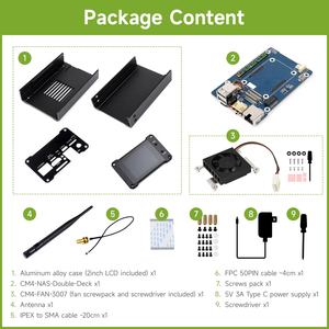 Mini-ordinateur tout-en-un CM4-NAS-Double-Deck pour stockage en réseau, compatible avec le module de calcul Raspberry Pi 4 CM4104008, K613 en option - Product Image 3