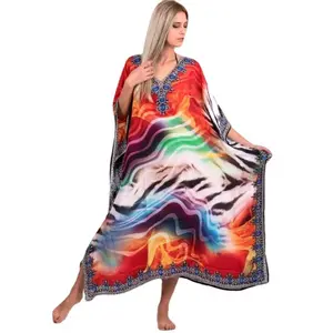 Wholesale 2023 Floral Print Beach Robe Vacation Bikini Beach Cover Up Dress Maxi Long Beach Bohemian Dresses