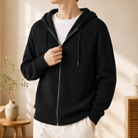 Cardigan zippé à capuche en tricot rayé pour homme – Manteau fin décontracté chic pour le printemps et l'automne – Style navetteur