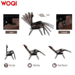 เก้าอี้พักผ่อนแบบพับได้ Woqi Zero Gravity ปรับเอนได้ ใช้ได้ทั้งกลางแจ้งและชายหาด พร้อมที่วางแก้วและที่วางแขนกว้าง สีน้ำตาลเข้ม - Product Image 2