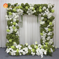Arche carrée florale vert-blanc ombré faite à la main de qualité supérieure pour la décoration de scène de banquet intérieur