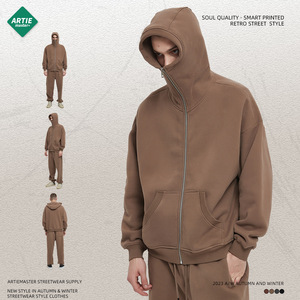 2023 Otoño Invierno pareja moda Artiemaster más grueso Unisex peso pesado 360g cremallera completa en blanco de gran tamaño marcado sudaderas con capucha - Product Image 5