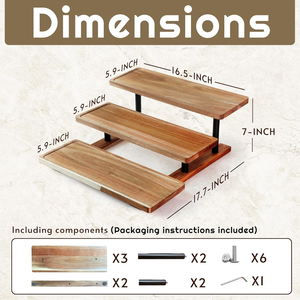 Espositore per Torte a 3 Piani in Metallo e Legno di Acacia, Vassoio per Servire Cupcake, Decorazioni per Cucina, Matrimoni, Banchetti e Picnic - Product Image 5