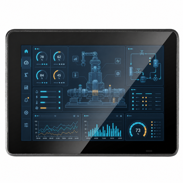 10.1 Inch Industrial Touch Screen Monitor CC Bent-Edge External Mount Panel Display for HMI PLC Automation Control