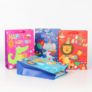 Prêt à expédier au détail FSC emballage cadeau fête dessin animé <span class=keywords><strong>sac</strong></span> joyeux anniversaire <span class=keywords><strong>sac</strong></span> en papier kraft - Product Image 1