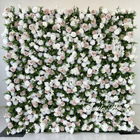 L-R266 Maßgefertigte 5D Stoff-Blumenwand Blau Hochzeitsdekoration Rosen-Hintergrund Seiden-Kunstblumen Dekorative Blumenwand