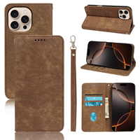 Étui portefeuille à rabat pour iPhone 18 17 16 Pro Max 15 Plus Air 14 13 12, Housse de téléphone en cuir avec porte-cartes et dragonne