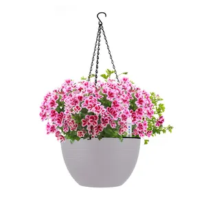 Pot de fleur suspendu, décor automatique, arrosage avec indicateur de niveau d'eau, bac à plantes de jardin, en plastique