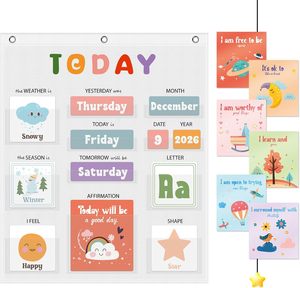 Tableau matinal quotidien, calendrier <span class=keywords><strong>de</strong></span> temps partagé, fournitures <span class=keywords><strong>de</strong></span> classe, tableau d'apprentissage interactif pour <span class=keywords><strong>la</strong></span> <span class=keywords><strong>maternelle</strong></span> et <span class=keywords><strong>la</strong></span> petite enfance - Product Image 1