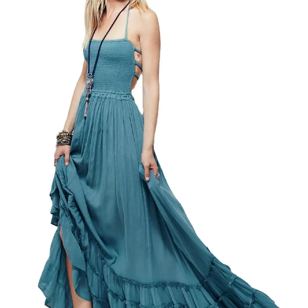 2022 Bohemia Maxi Party Sleeveless Women Boho Dress Free People Style Extratropical Maxi Dress Women sexy beach bohemian wear