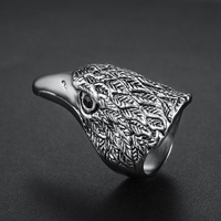 Punk Charm Animal bijoux Vintage rouge noir oeil tête d'aigle anneau en acier inoxydable pour hommes mode Hip Hop Biker anneau