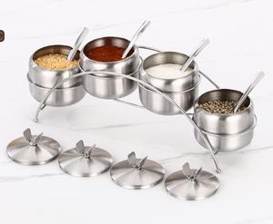 Pot de récipient d'assaisonnement à <span class=keywords><strong>condiments</strong></span> en acier inoxydable 304 rotatif - Product Image 3